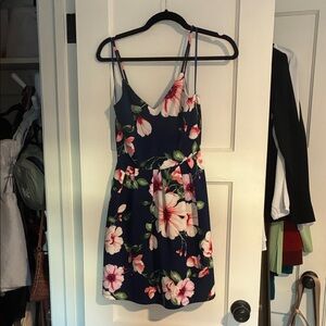 Monteau Navy and Red Floral Dress